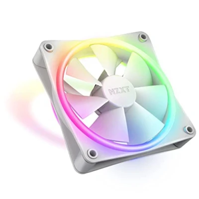 Abbildung von NZXT F120 RGB Duo 120mm doppelseitiger Lüfter 20 einzeln adressierbare LEDs ausgeglichener Airflow und statischer Druck Fluiddynamisches Lager PWM Steuerung Weiß