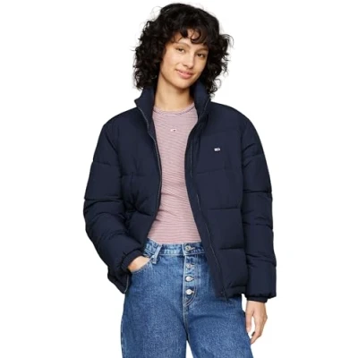 Abbildung von Tommy Jeans Damen Steppjacke Essential Puffer mit Kragen, Blau (Dark Night Navy), XL
