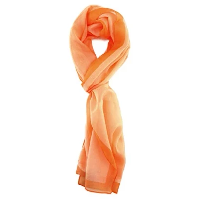 Abbildung von TigerTie Damen Chiffon Halstuch in lachs orange mit Bordüre Größe 160 cm x 36