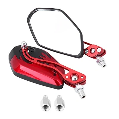 Abbildung von Moped Spiegel 1 Paar Universal Motorrad Roller Aluminium Flammenmuster Seite Rückspiegel 8Mm (Rot)