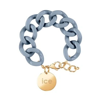Abbildung von ICE Jewellery Chain bracelet Artic blue Kettenarmband mit blaufarbenen XL Maschen für Frauen, geschlossen einer goldenen Medaille (020356)