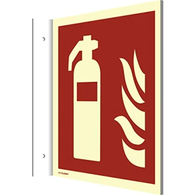 Abbildung von Fahnenschild Feuerlöscher PVC 200 x mm extra langnachleuchtend gem DIN EN ISO 7010 F001 ASR A1.3 Leuchtdichte 160 mcd/m² Brandschutzzeichen Hinweisschild Schild