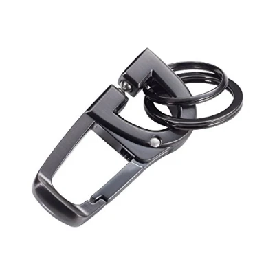 Abbildung von TROIKA D CLICK KR18 06/GM Schlüsselanhänger mit 2 Schlüsselringen praktischer &quot;Klick Verschluss&quot; Karabinerhaken Metallguss glänzend gunmetal grau Original