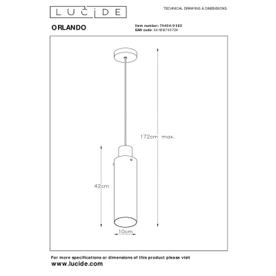 Abbildung von LUCIDE ORLANDO Pendelleuchten Ø 10 cm 1xE27 Rauchfarbe Grau