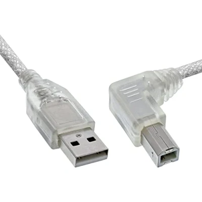 Abbildung von InLine 34517L USB 2.0 Kabel, A an B, links abgewinkelt, transparent, 0,5m