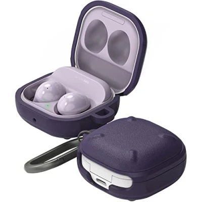 Abbildung von Ringke Onyx Hülle Kompatibel mit Galaxy Buds FE, 2 Pro, 2, Live Karabiner Langlebigem TPU Schutzhülle Purple