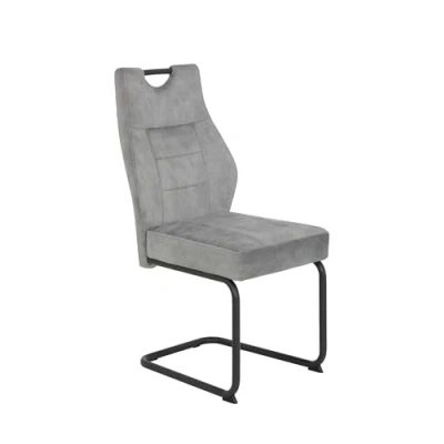 Abbildung von Hela Tische, 1ner Pack Esszimmerstuhl Schwingstuhl Linda, Samtvelour Silber, Rundrohgestell grau, Komfortsitz Federkorb, 140kg belastbar