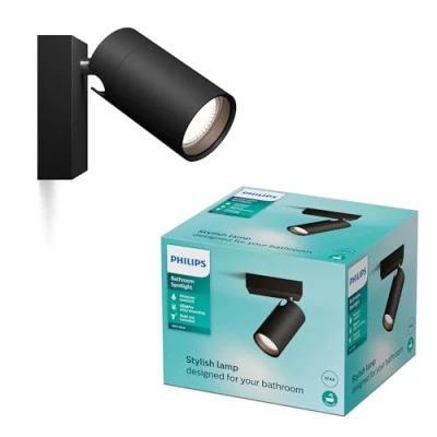 Abbildung von Philips Idris LED 1er Spotleuchte, GU10 Lampe nicht enthalten, Schwarz, IP44, wasserfest