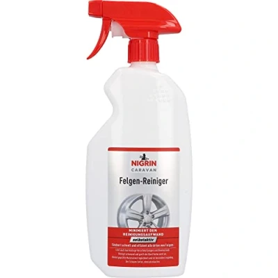 Abbildung von NIGRIN Caravan Felgen Reiniger, für lackierte und eloxierte Leichtmetall Stahlfelgen, pH neutral, selbstaktiv hochwirksam, entfernt selbst hartnäckige Verschmutzungen, 750 ml