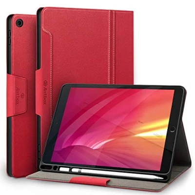 Abbildung von Antbox Hülle für iPad 10.2 (9. /8. /7. Generation) mit Stifthalter Auto Schlaf/Wach Funktion PU Ledertasche Schutzhülle Smart Cover 10,2&quot; 2021/2020/2019(Rot)