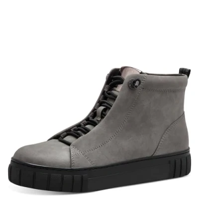Abbildung von MARCO TOZZI Damen Stiefeletten zum Schnüren ohne Absatz mit Reißverschluss, Grau (Dk.Grey Comb), 39 EU
