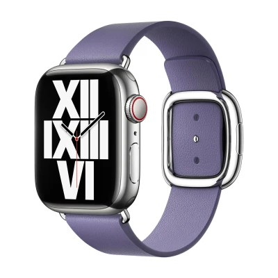 Abbildung von Apple Watch Armband Original Echtes Leder Lila Geeignet für Series 1 9 / SE Black Friday Deals