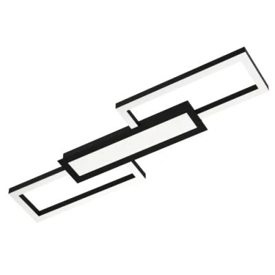 Abbildung von EGLO LED Deckenleuchte Monirote, Deckenlampe minimalistisch mit Fernbedienung, dimmbare Wohnzimmerlampe aus Metall in schwarz und Kunststoff weiß, Küchenlampe warmweiß kaltweiß, L 78 cm
