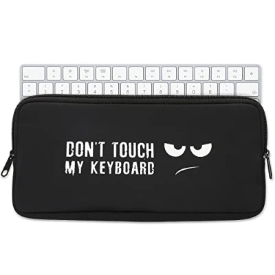 Abbildung von kwmobile Tastatur Hülle kompatibel mit Logitech K380 Neopren Schutzhülle Case Tasche für Don&#039;t Touch My Keyboard Weiß Schwarz