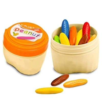 Abbildung von YPLUS Erdnuss Wachsmalstifte für Kleinkinder mit Eimer,24 Farben Malstifte Kinder Box, waschbare Buntstifte Kleinkinder, Malzubehör