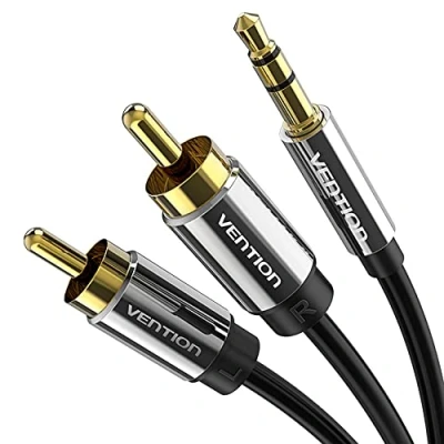 Abbildung von VENTION Cinch Kabel 3,5mm Stecker auf 2 RCA Steckerfür Audiokabel AUX Stereo Y Splitter Adapterkabel, kompatibel mit Smartphones, Lautsprechern, Heimkino, TV, HiFi Anlage 5m