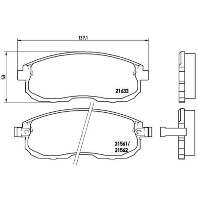 Abbildung von BREMBO P 56 021 Bremsbelagsatz mit akustischer Verschleißwarnung ohne Zubehör NISSAN: 350Z Coupe, Roadster, MAXIMA 2
