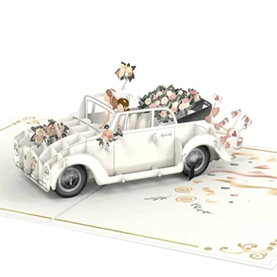 Abbildung von papercrush® Pop Up Karte Hochzeitsauto Frau &amp; 3D Hochzeitskarte für lesbisches Paar, Edle Glückwunschkarte zur Hochzeit von 2 Frauen, Hochzeitsgeschenk oder Geldgeschenk Frauenpaar