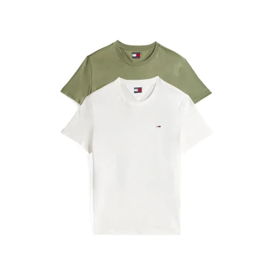 Abbildung von Tommy Jeans 2 PACK Tshirt basic, Herren, Größe: 46, Ecru aruba green