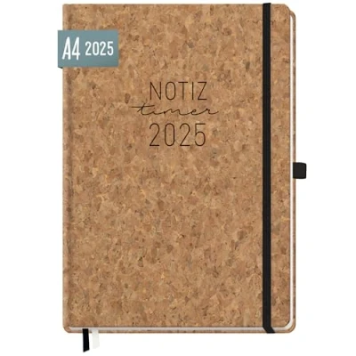 Abbildung von Häfft® Wochen Notiz Kalender 2025 A4 &quot;Kork&quot; Buchkalender, Terminplaner Timer, Terminplaner, Wochenkalender, Organizer, Terminkalender mit Einstecktasche nachhaltig &amp; klimafreundlich