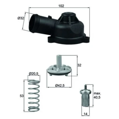 Abbildung von MAHLE ORIGINAL TI 244 83D Kühlwasserthermostat 83 mit Dichtung VOLKSWAGEN: GOLF 5, 6, Passat B7 Variant, SKODA: Octavia 2 Combi, Superb II Estate