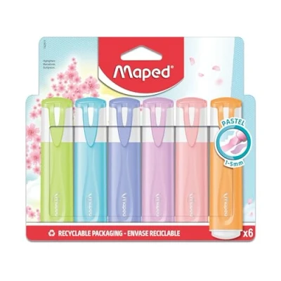 Abbildung von Maped Textmarker FLUO PEPS NEW PASTELL 6 in verschiedenen, leichten Pastelltönen