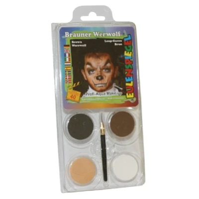Abbildung von Eulenspiegel 204702 Motiv Set Werwolf, 4 Farben, 1 Pinsel, Anleitung, für ca. 40 Masken, Karneval, Motto Party