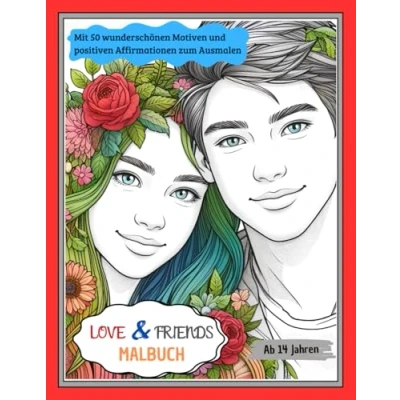 Abbildung von LOVE &amp; FRIENDS Malbuch für Teenager Mädchen und Jungen Mit positiven Affirmationen Liebe Freundschaft: 50 wunderschönen Motiven zum Ausmalen
