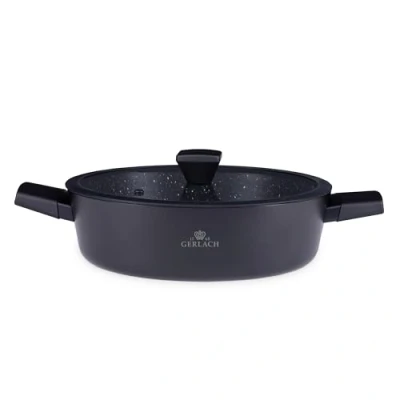 Abbildung von Gerlach Granitex Topf Kochtopf Keramik Beschichtet Induktionsgeeignet Kochtöpfe Für Elektro Gas Induktion Herd Pfannen Töpfe Schwarz 28 cm 4,4 L
