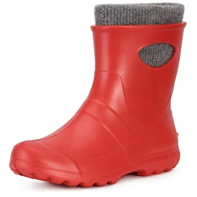 Abbildung von Ladeheid Damen Gummistiefel gefüttert und wasserdicht federleichte Eva Gummischuhe Winter LA 750 (Rot, 37 EU)