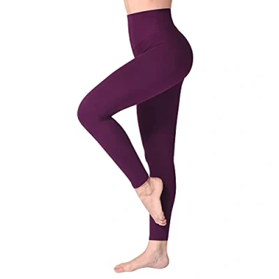 Abbildung von SINOPHANT Leggings Damen High Waist Blickdicht Leggins mit Bauchkontrolle für Sport Yoga Gym(1 Zwetschgenpurpur,S M)
