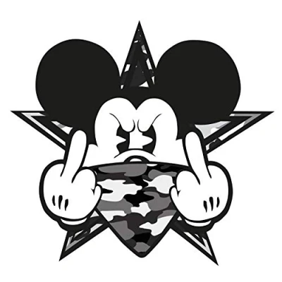 Abbildung von Finest Folia 2 Stück Aufkleber Gangster Mouse Sticker Autoaufkleber Maus Stinkefinger Mittelfinger für Auto Tankdeckel Heckscheibe Laptop Kühlschrank R109 (Nr. 4 Schwarz Weiß)
