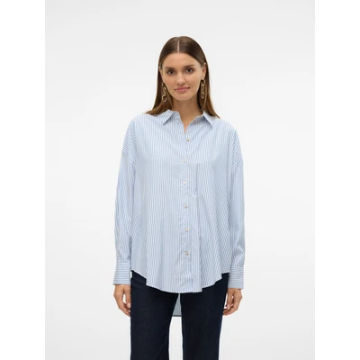 Abbildung von Vero Moda Vmnora Oversize Hemdbluse, Damen, Größe: Large, Bright white/blue jasper