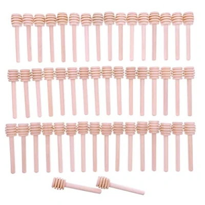 Abbildung von JZK 50x Holz Honiglöffel Honigheber Honigspirale Honigstab 8cm zum Hochzeit Geburtstag Babydusche Weihnachten Party Dessert Werkzeug
