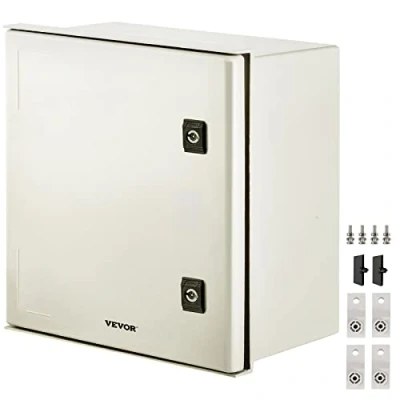 Abbildung von VEVOR Schaltkasten NEMA Stahlgehäuse, 40 x 20 cm 3X Glasfaser Verteilerschrank, IP66 wasserdicht und staubdicht, elektrischer Anschlusskasten für den Außen /Innenbereich, mit Montageplatte