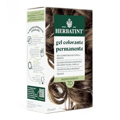 Abbildung von Herbatint Permanentes Haarfärbe Gel 7D Goldblond 170 ml Ammoniakfrei, 100% Abdeckung für weißes Haar empfindliche Haut, mit 8 natürlichen Bio Extrakten