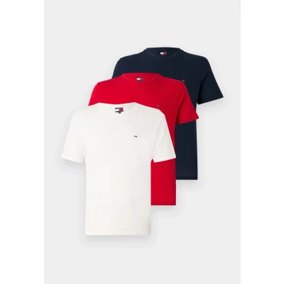 Abbildung von Tommy Jeans TEE 3 PACK Tshirt basic, Herren, Größe: 44, Ecru/dark night navy/red