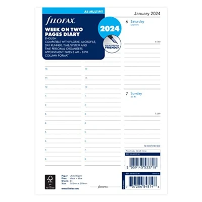 Abbildung von Filofax A5 Wochenplaner 2024, Englisch, Multi Fit, Weiß