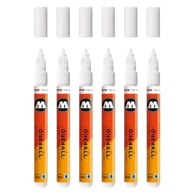 Abbildung von Molotow One4All 127HS Acryl Marker glossy (2,0 mm Strichstärke, hochglanz, hochdeckend und permanent, schnell trocknend, nachfüllbar, für fast alle Untergründe) 6 Stück Farbe 251 white