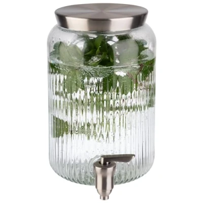 Abbildung von APS 10818 Getränkespender, 3,8 Liter, Glasbehälter, Edelstahl Zapfhahn, Ø 16 cm, Höhe 25 cm