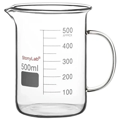Abbildung von stonylab Glasbecher mit Griff, Borosilikatglas Graduierter niedriger Form Griffin Becher Griff und Ausgießer, 500 ml