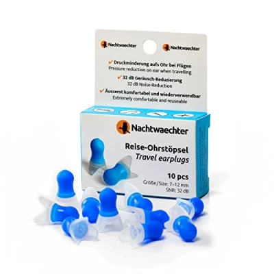 Abbildung von Nachtwaechter Reise Ohrstöpsel zum Schlafen 10 Stück Gehörschutzstöpsel 32dB aus Silikon für ruhigen Schlaf auf Reisen Flugzeug Ear Plugs besseren Druckausgleich