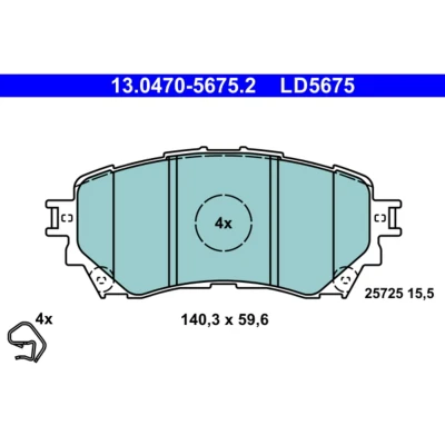 Abbildung von ATE 13.0470 5675.2 Bremsbelagsatz mit akustischer Verschleißwarnung MAZDA: 6 Saloon, Estate, Box Body / Estate