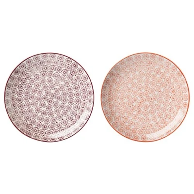 Abbildung von Bloomingville Teller Isabella Retro Dessertteller Frühstücksteller Vintage Kuchenteller rund ø 20 cm, lavendel rot, Keramik, 2er Set