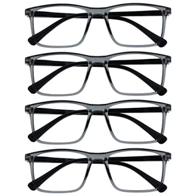 Abbildung von OPULIZE Ink Fernbrille 4er Pack Kurzsichtigkeit Groß Rechteckig Rahmen Federscharniere Kratzfest Grau Herren Damen MMMM4 7 1.50