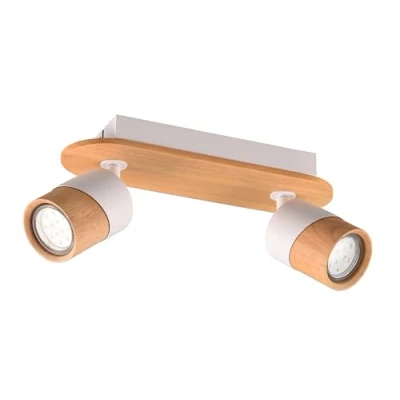Abbildung von Trio Leuchten Deckenleuchte Aruni 801100331, Metall Weiß matt, Holz Natur, exkl. 3x GU10