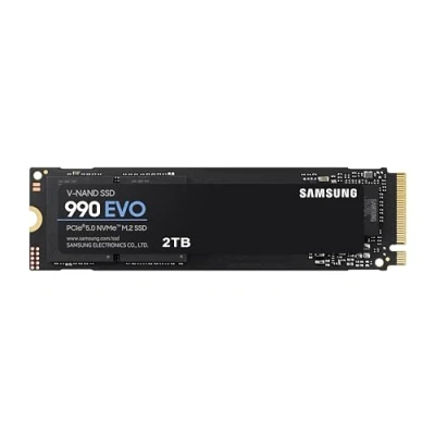 Abbildung von Samsung 990 EVO NVMe M.2 SSD 2 TB, PCIe 4.0 x4 / 5.0 x2, 2.0 (2280), 5.000 MB/s Lesen, 3.200 Schreiben, Interne für Gaming und Grafikbearbeitung, MZ V9E2T0BW