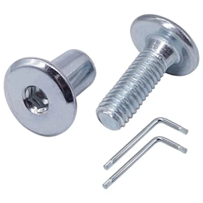 Abbildung von SKIR&#039;CO (10 Stück) Verzinkte Stahl Gelenkverbinder Bolzen M6 x 20 mm mit Muttern, Möbelverbindungsbolzen, Sechskant Inbusschrauben