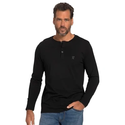 Abbildung von JP 1880 Herren Henley T Shirt, Schwarz, XL Tall EU