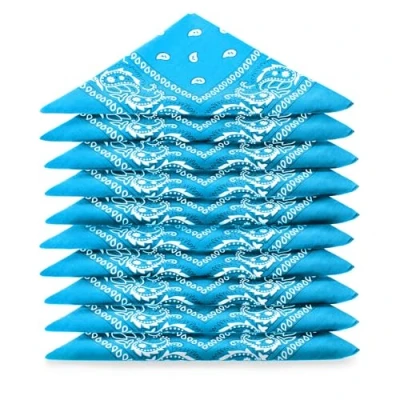 Abbildung von Karl Loven BANDANA 5 Stück Azurblau Paisley Muster 100% Baumwolle TÜV geprüft Dicker Stoff 20 Exklusivfarben